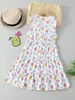 Girls Heart Print Ruffle Hem Dress SHE01