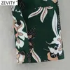 Kobiety Vintage Totem Floral Print Sahses Zielony Midi Femme Długi Rękaw Dorywczo Biznes Vestido Sukienka DS4807 210416