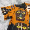 Camisas casuais masculinas Amarelo Graffiti WACKO MARIA Camisa Homens Mulheres 11 Qualidade Hawaii Oversized Top Tees270J