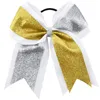 Girl Ponytail Holder Glitter Hair Rope Rubber Band Patchwork Bows Cheer Ribbon Elastic Grosgrain Cheerleading Tie7939362