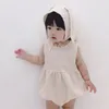 0-3yrs barn sommar stil ärmlös baby flicka kläder söta kanin spädbarn tjejer bodysuits 210417