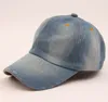 Mode tvättad denim krökt baseball cap vanlig blå jean hatt justerbar strapback för vuxna män kvinnor vår sommar höst vinter bomull cowboys solen visir 5 färger