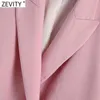 Femmes élégantes double boutonnage décontracté rose blazer manteau vintage manches longues costumes vêtements de dessus pour femmes chic business tops CT701 210416