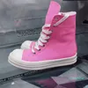 Pink Ankle Boots Women Lace Up Canvas Women's Shoes Round Toe High Top Fashion Sneakers Woman Flat Boot 22