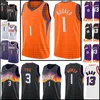 자수 Devin 1 Booker Jersey Chris 3 Paul Jerseys Steve 13 Nash 레트로 메쉬 농구 S-XXL 오렌지 블랙 퍼플 화이트 33333