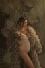 Ruffles de luxo vestidos de baile para mulheres grávidas tulle vestido de noite manga longa vestidos de maternidade para fotos