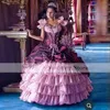 Горячие розовые многоуровневые оборками шариковые платья Quinceanera платья с плечевой аппликации сладкий 16 одежда одежды