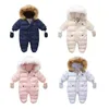 Iyeal vinter baby kläder med hooded päls född varm fleece bunting spädbarn snöig toddler tjej pojke snö slitage outwear coats 220106