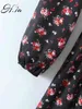 H.Sa Długie sukienki dla kobiet Elegancki Kwiatowy Bow Florals Ruffles Maxi Dress Party Vestidos Czarne ubrania Kobieta 210417