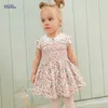 Małe Maven Girls Sukienka Floral Haft Dress Party Costume Dla Dzieci 2021 Lato Peter Pan Collar Summer Dzieci Dress Q0716