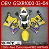 Injection mold Fairings For SUZUKI K3 GSXR1000 GSXR 1000 CC 2003 2004 Body 67No.85 K 3 GSXR-1000 GSX R1000 2003-2004 1000CC GSX-R1000 03 04 OEM Bodywork kit Yellow Purple