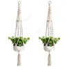 Plant Hangers Macrame Rope Pots Holder Rope Wall Hanging Planter Hanging Basket Plant Holders Indoor Flowerpot Basket Lifting DAW26