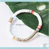 Beaded Armband Jewelrybeaded Strands Charm justerbar elegant etnisk polymerlera skivpärlor stretch armband mode multicolor blandad j