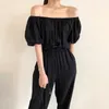 한국어 세련 된 여름 간단한 셔츠 + 높은 허리 스트레이트 캐주얼 바지 바지 정장 여성 2 개 세트 16F0886 210510