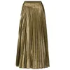 Gonne Gonna lunga da donna a pieghe a vita alta Streetwear Donna coreana A Line Boho Beach Gold Sparkly 2021