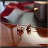 Charm Drop Delivery 2021 Luxury Sweet Love Temperament Zircon Heart Earrings Romantic Simple Gold Plated Jewelry Gift Qop8e