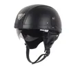 오토바이 헬멧 가죽 빈티지 Casco Moto 오픈 페이스 레트로 하프퍼 바이커 파일럿 도트 크기 M-XL 헬멧