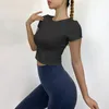 Completo da yoga Top da donna Girocollo Attillato Asciugatura rapida Sport Maniche corte Abbigliamento da allenamento sexy da corsa