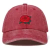 Tvättade Rose Broderad Baseball Cap 100% Bomull Hip Hop Hat Mäns och Kvinnors Mode pappa Kepsar Justerbara Outdoor Caps