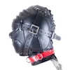 Fetisch weich gepolsterte PU-Leder-Sex-Bondage-Haube Gimp sensorische Deprivation Kopfstütze Sex-Produkte Y0406