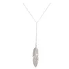 Simple or pendentif plume collier pour femmes Vintage Long chandail chaîne feuille femme collier femme collier bijoux