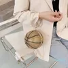 Designer- Pochette con diamanti per donna Borsa da basket a forma di calcio Borsa per festa di nozze e borsetta Borsa da sera in argento dorato