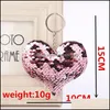 Key Rings Jewelry Sequins Heart Chain Real Leather Keychain Car Ring Gift Drop Delivery 2021 Ti9Ou