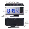 Reloj despertador digital LED Mesa de reloj Relojes de escritorio electrónicos USB Wake Up Radio FM Proyector de tiempo Función de repetición 2 Alarma 211111