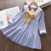 Dziewczyny Dresses Girls Baby Boże Narodzenie Czerwona Sukienka Moda 2021 Zimowe Dzianiny Ubrania Dzieci Dorywczo Księżniczka Bow Swetry Vestidos Dzieci Clothi