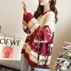 Kobiety Jesień Zima Boże Narodzenie Sweter Panie Dzianiny Jumper Pullover Snowflake Elk Print S i swetry 210427