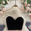 Lady Fashion Sexy Chain Halter Vest Outside Women Sleeveless High Waist Black White Bustier Short Crop Tops P714 210527