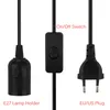 1.8m Power Cord Cable E27 Lamp Bases EU plug with switch wire for Pendant LED Bulb Hanglamp Suspension Socket Holder