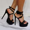 Sapatos de vestido sarairis mulheres sexy sandálias sólidas tornozelo fivela stiletto plataforma de salto alto preto moderno partido luxo