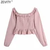 Kobiety Słodkie Ruffles Off Ramię Hollow Out Haft Kimono Koszulka Panie krótkie bluzki Roupas Chic Femininas Topy LS7576 210420