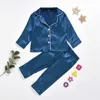 Kinderen Kids Pyjama Silk Satin Tops Pant Herfst Winter Lange Mouw Nachtkleding Nachtkleding Meisje Boy Pyjama Sets 2409 V2