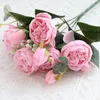 30 cm Rose Pink Silk Peony Artificial Flowers Bouquet 5 Big Head Fake Flowers voor Home Wedding Decoration