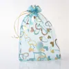 100pcs/lot 11x16cm Hearts Organza Wedding Christmas Drawstring Gift Bag Charm Jewelry Packaging Bags & Pouches 8 Colors