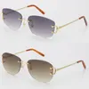 Sell Rimless C Decoration delicate Unisex Fashion Sunglasses Vintage Luxury Cat Eye Metal driving glasses designer UV400 Lens Square shape face Eyeglasses