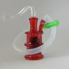 Oil Dab Rig Bong Mini vattenpipa återvinningsglas vattenpong med 10 mm brännarrör Silikonslang Droppspets Perc Rökrör Perkolator