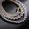 Iced Out Bling AAA Zircon 1 Row Tennis Chain Necklace Women Hip hop Jewelry Gold Silver Color Charms jewelry X0509