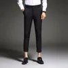 Mens Slim Fit Business Dress Pants for Men Suit Pants Ankle Length Men Summer Formal Suit Trousers Black White Blue286p