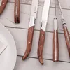 أواني الطعام الخشبية ستيك سكين وشوكة مجموعة 304 الفولاذ المقاوم للصدأ سميكة الغربية أدوات المائدة مربع السفر السكاكين كيت مطبخ