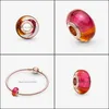 Charms smycken fynd komponenter 100% 925 sterling sier glittrande solnedgång murano glas charm passar original europeisk armband mode aess