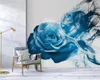 Papéis de parede Papéis estéreo personalizados Auto -adesivo 3D Azul abstrato fumaça quarto da sala de estar murais de fundo decoração caseira