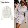 Women Jean Jacket Patchwork Female s Coat Long Sleeve White Denim s for Boyfriend Style 210514