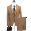 Mäns kostymer Blazers Märke Men Business Casual Suit Spring and Autumn Wedding Man Dress Jacket Vest Trousers Tre-Piece