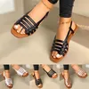 Женщины 039S Flat Sandals Summer Hollow Out Roman Open Open Toe Casual Beach Ladies Shoes Outdoor Sandalias5218192