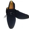 Zamszowe metalowe klamry dekoracyjne buty Leffer dla mężczyzn wygodny niski obcas szycie Casual brytyjski biznes wszechstronny 3KC351