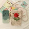 Handmade Girl Crochet Knitted Floral Flap Shoulder Bag Girly Teenager Small Size Hollow Out Cute Smartphone Sling Crossbody Bag G26923663