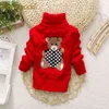 Christmas Pure Color Fall Winter Boy Girl Kid Thick Turtleneck Shirts High Collar Pullover Sweater Long 210429
